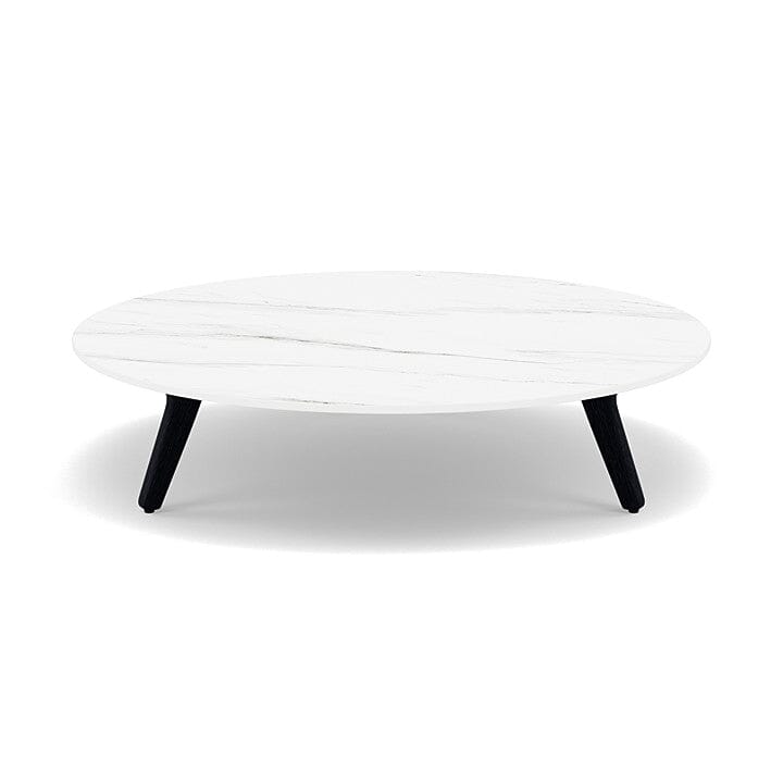 Manutti Torsa Table ø100cm A 25h Hauteur: 25cm Teak nero Céramique Marble White 12mm (5K58) 