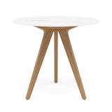Manutti Torsa Table ø100cm D 75h Hauteur: 75cm Teak natural Céramique Marble White 12mm (5K58) 