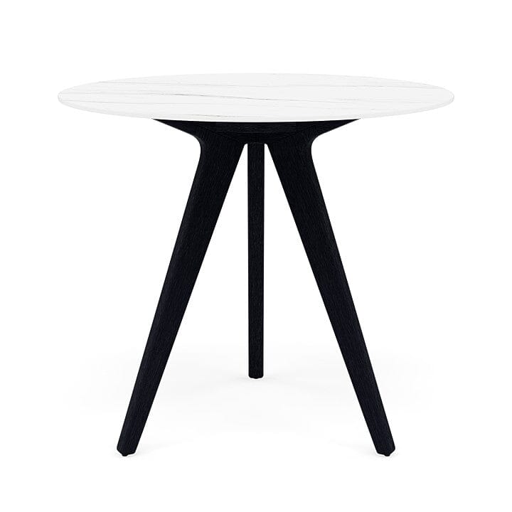 Manutti Torsa Table ø100cm D 75h Hauteur: 75cm Teak nero Céramique Marble White 12mm (5K58) 