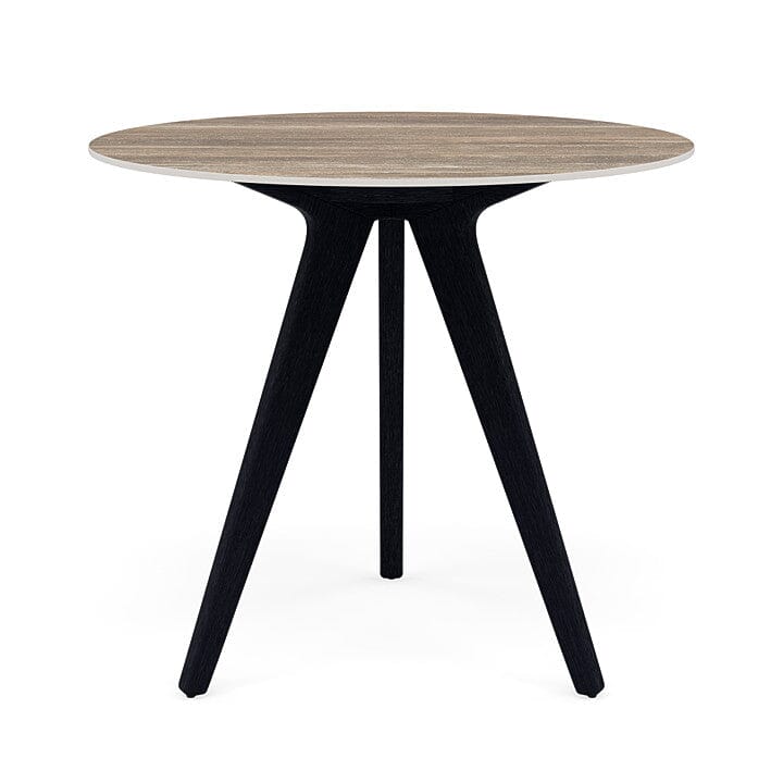 Manutti Torsa Table ø100cm D 75h Hauteur: 75cm Teak nero Céramique Travertin 12mm (5K54) 