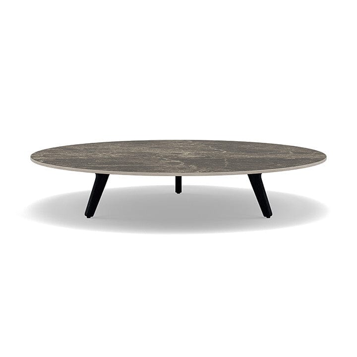 Manutti Torsa Table ø125cm A 25h Hauteur: 25cm Teak nero Céramique Emperador 12mm (5K69) 
