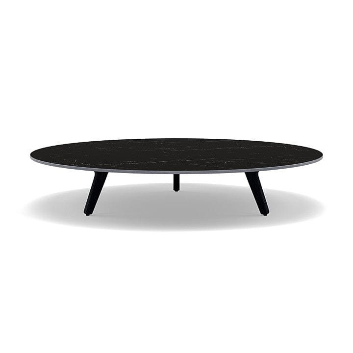 Manutti Torsa Table ø125cm A 25h Hauteur: 25cm Teak nero Céramique Marble Black 12mm (5K59) 