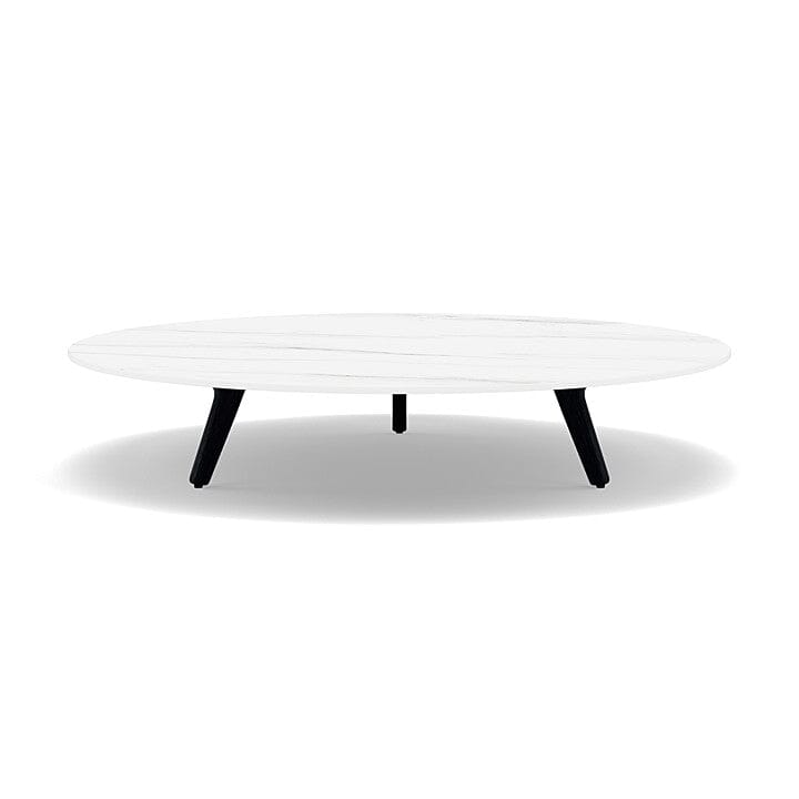 Manutti Torsa Table ø125cm A 25h Hauteur: 25cm Teak nero Céramique Marble White 12mm (5K58) 