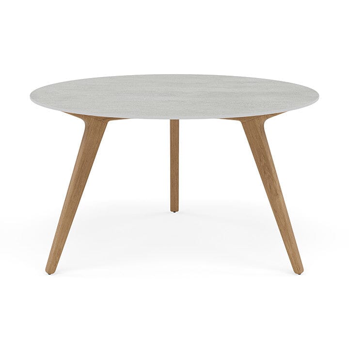 Manutti Torsa Table ø125cm D 75h Hauteur: 75cm Teak natural Céramique Concrete 12mm (5K68) 