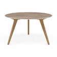 Manutti Torsa Table ø125cm D 75h Hauteur: 75cm Teak natural Céramique Travertin 12mm (5K54) 