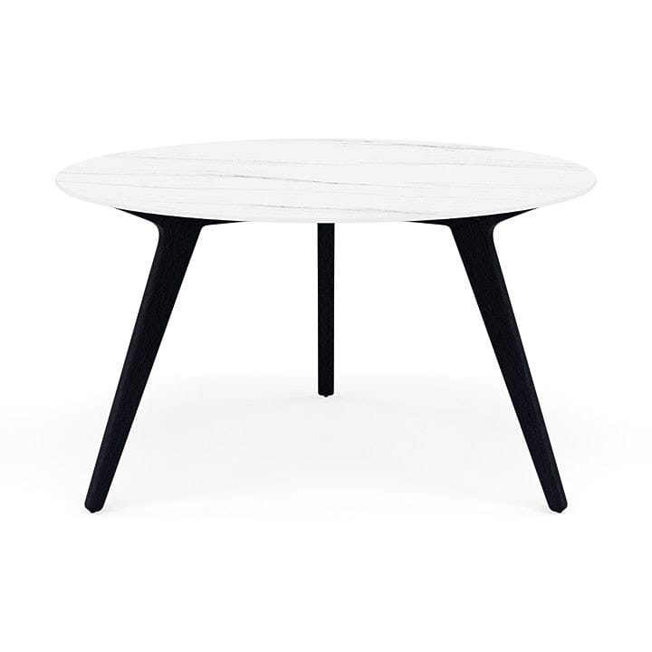 Manutti Torsa Table ø125cm D 75h Hauteur: 75cm Teak nero Céramique Marble White 12mm (5K58) 