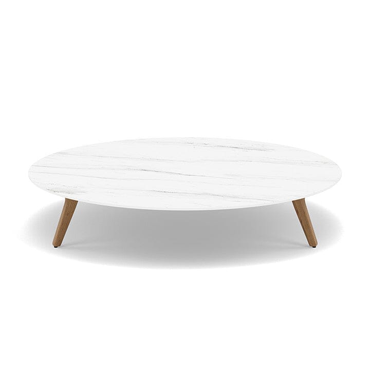 Manutti Torsa Table ø148cm A 30h Hauteur: 30cm Teak natural Céramique Marble White 12mm (5K58) 