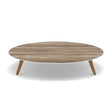 Manutti Torsa Table ø148cm A 30h Hauteur: 30cm Teak natural Céramique Travertin 12mm (5K54) 