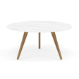 Manutti Torsa Table ø148cm D 75h Hauteur: 75cm Teak natural Céramique Marble White 12mm (5K58) 