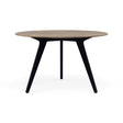 Manutti Torsa Table ø148cm M 90h Hauteur: 90cm Teak nero Céramique Travertin 12mm (5K54) 