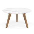 Manutti Torsa Table ø60cm S 35h Hauteur: 35cm Teak natural Céramique Marble White 12mm (5K58) 