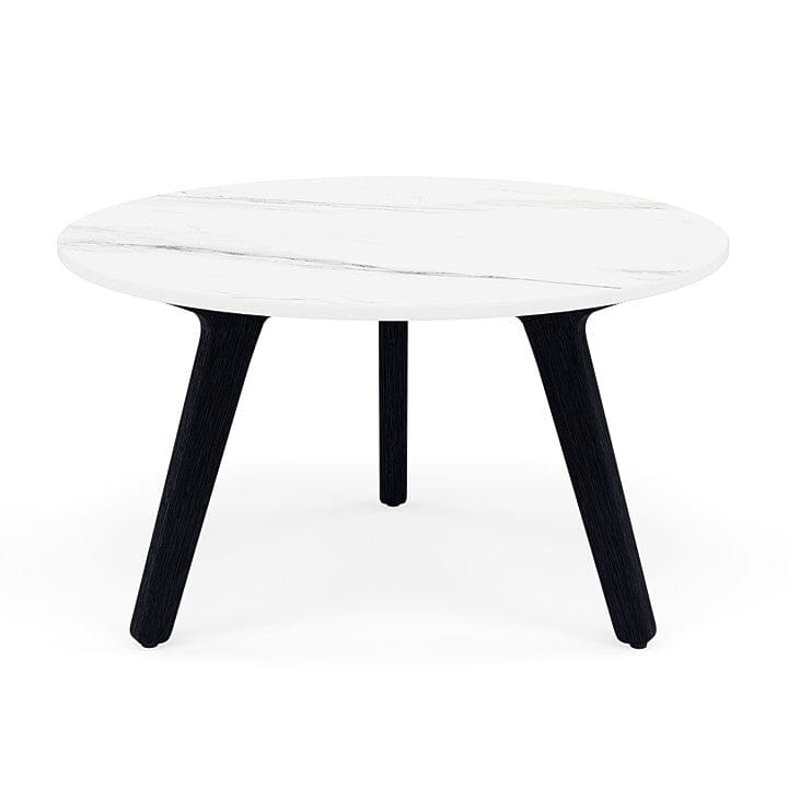 Manutti Torsa Table ø60cm S 35h Hauteur: 35cm Teak nero Céramique Marble White 12mm (5K58) 