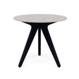 Manutti Torsa Table ø80cm D 75h Hauteur: 75cm Teak nero Céramique Fossil 12mm (5K53) 
