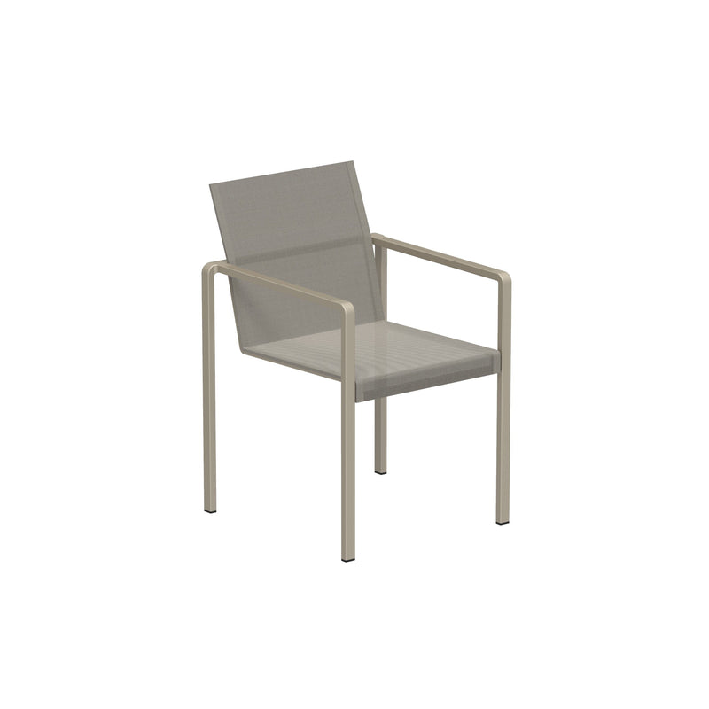 Royal Botania Alura ALR55T Fauteuil repas empilable Laqué Sand S - Toile Pearl Grey PG 