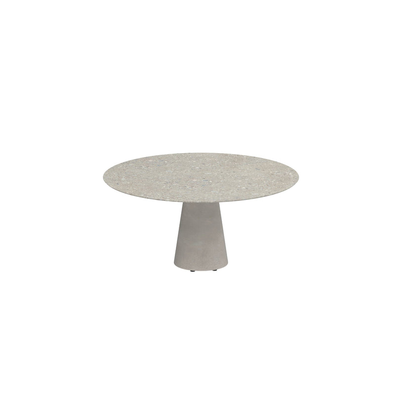 Royal Botania Conix Table ronde Ø160cm Dining Pied Béton Cement Grey CG - Plateau Céramique Ceppo Dolomitica CD 