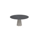 Royal Botania Conix Table ronde Ø160cm Dining Pied Béton Cement Grey CG - Plateau Céramique Nero Marquina NM 