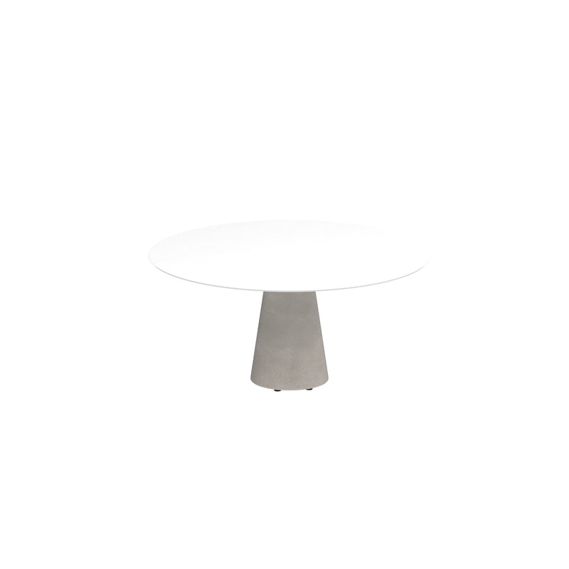 Royal Botania Conix Table ronde Ø160cm Dining Pied Béton Cement Grey CG - Plateau Céramique White WUM 