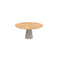 Royal Botania Conix Table ronde Ø160cm Dining Pied Béton Cement Grey CG - Plateau Teak W 