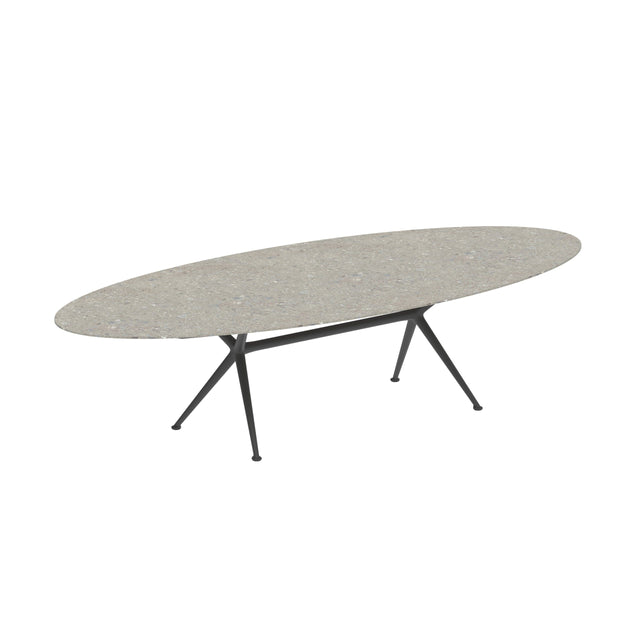 Royal Botania Exes Table Ellipse 320x140cm Pieds Alu Anthracite A - Plateau Céramique Ceppo Dolomitica CD 