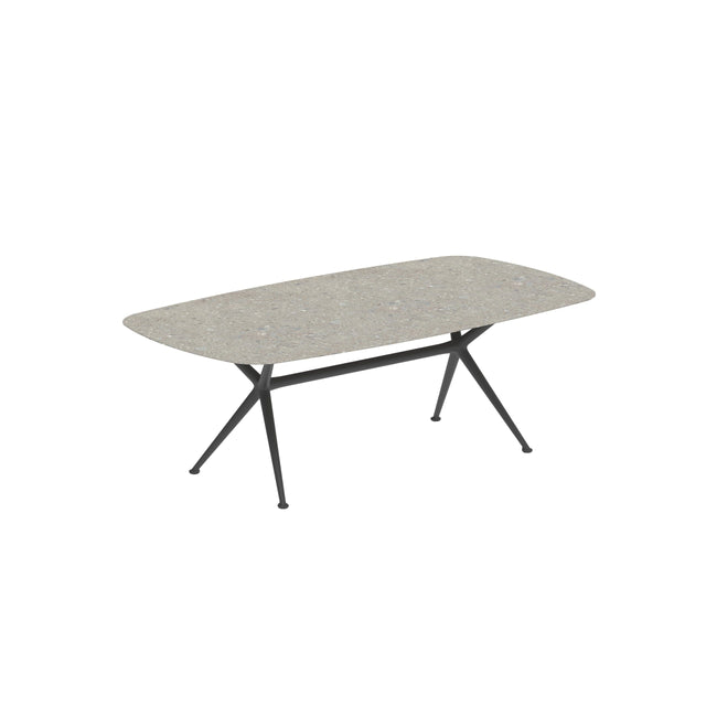 Royal Botania Exes Table Ovale 220x120cm Pieds Alu Anthracite A - Plateau Céramique Ceppo Dolomitica CD 