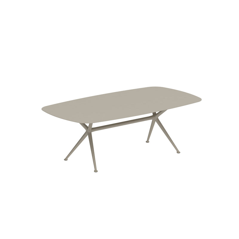 Royal Botania Exes Table Ovale 220x120cm Pieds Alu Sand S - Plateau céramique Pearl Grey PG 