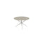 Royal Botania Exes Table ronde Ø120cm Pieds Alu White WR - Plateau céramique Pearl Grey PG 
