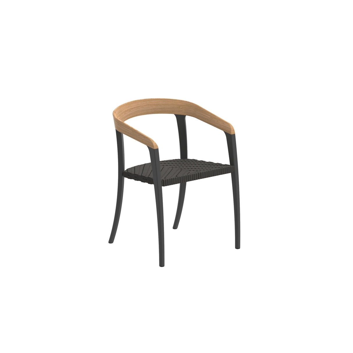 Royal Botania Jive JIV55WG Fauteuil repas avec assise Cordes et dossier Teck Anthracite A + Teak W 