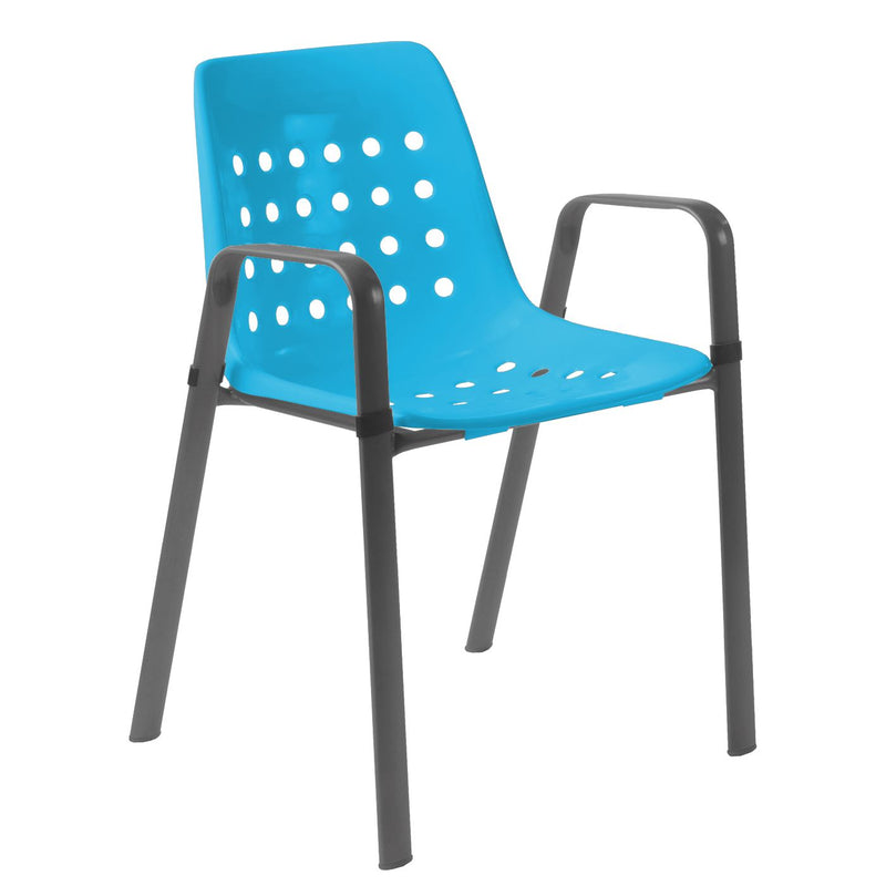 Schaffner Bermuda Fauteuil repas avec accoudoirs tubes ovales Anthracite 77 Turquoise 58 
