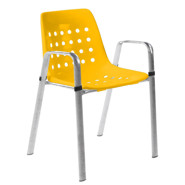 Schaffner Bermuda Fauteuil repas avec accoudoirs tubes ovales Galvanisé à chaud 02 Jaune 11 