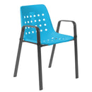 Schaffner Bermuda Fauteuil repas avec accoudoirs tubes ovales Graphite 73 Turquoise 58 