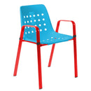 Schaffner Bermuda Fauteuil repas avec accoudoirs tubes ovales Rouge 30 Turquoise 58 