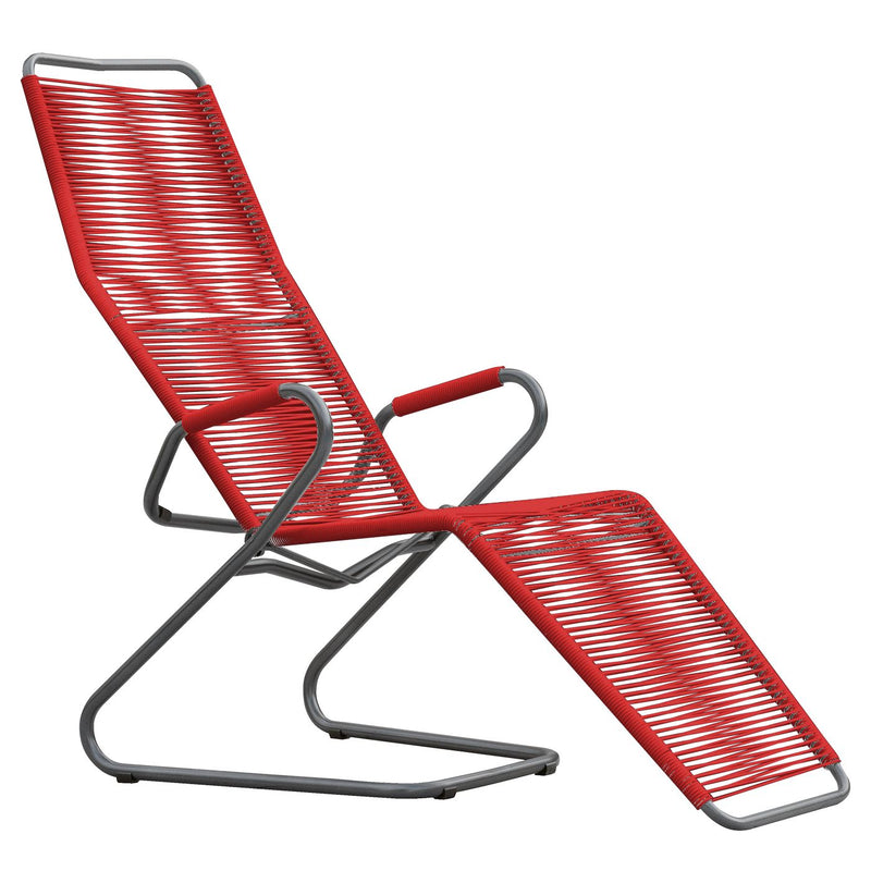 Schaffner Bodensee Chaise longue Spaghetti Anthracite 77 Rouge 30 
