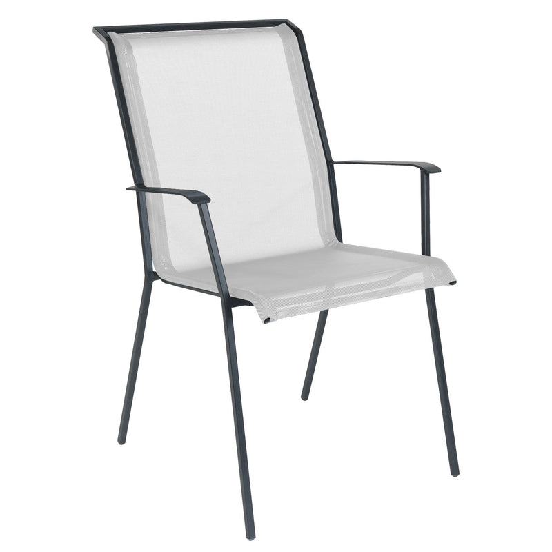 Schaffner Chur Fauteuil repas empilable Anthracite 77 Blanc 90 