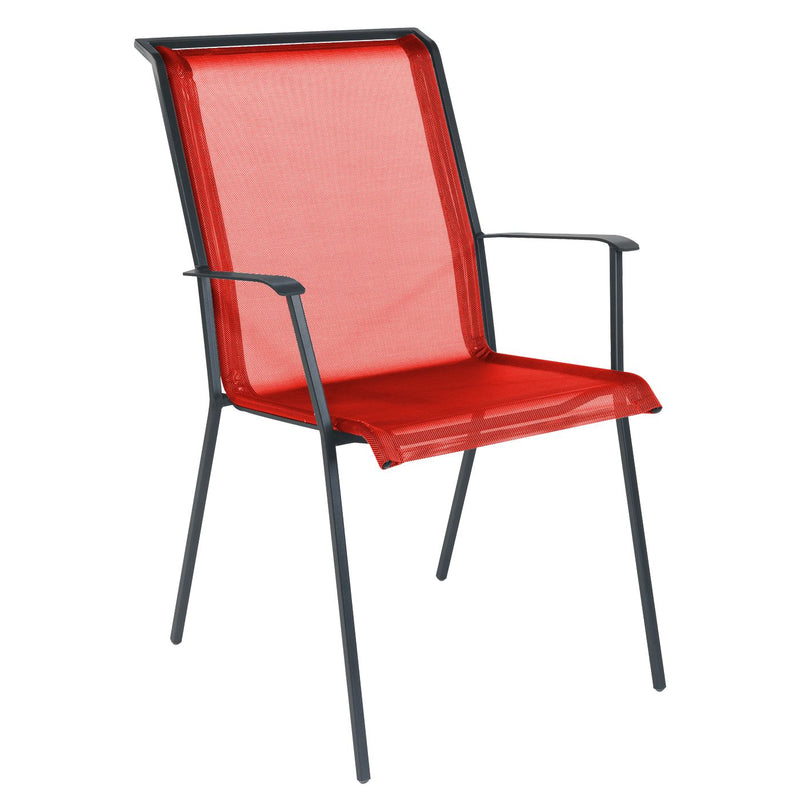 Schaffner Chur Fauteuil repas empilable Anthracite 77 Rouge 30 