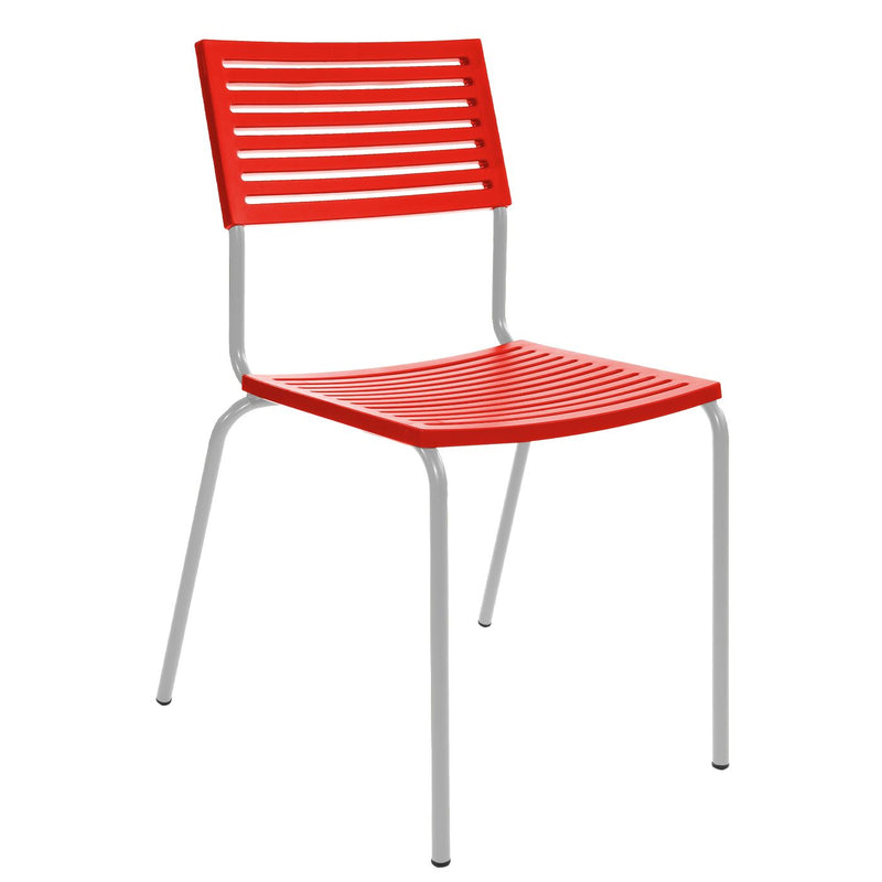 Schaffner Lamello Chaise empilable Blanc 90 Rouge 30 