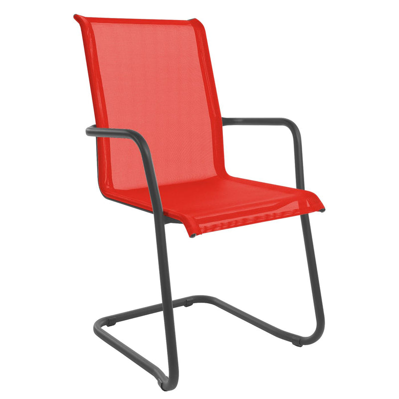 Schaffner Locarno Fauteuil Cantilever empilable Anthracite 77 Rouge 30 