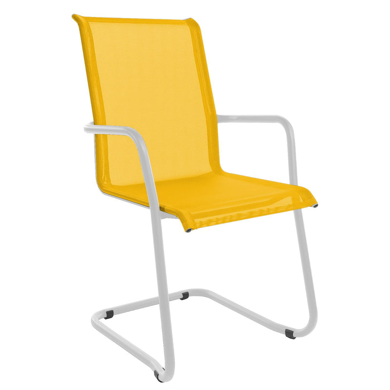 Schaffner Locarno Fauteuil Cantilever empilable Blanc 90 Jaune 11 