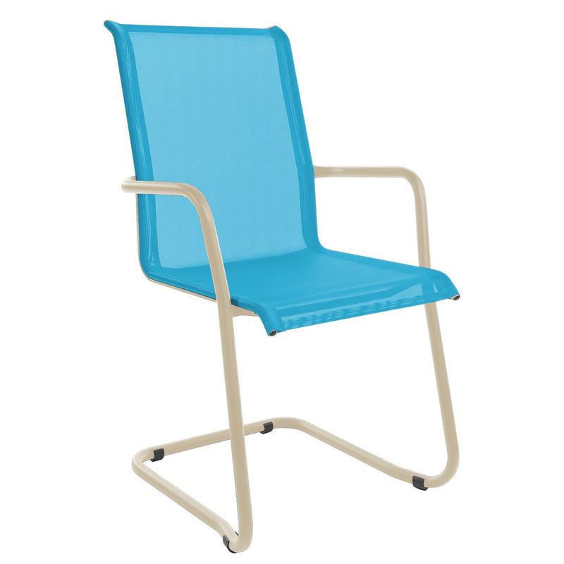 Schaffner Locarno Fauteuil Cantilever empilable Sable Pastel 15 Turquoise 58 