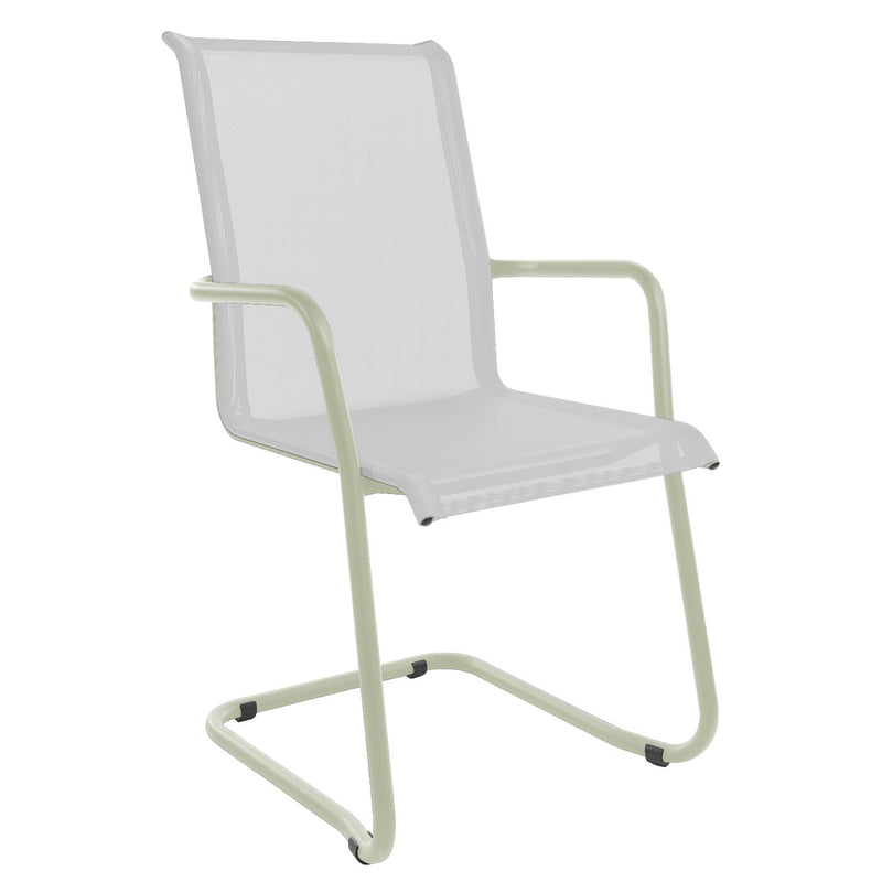 Schaffner Locarno Fauteuil Cantilever empilable Vert pastel 64 Blanc 90 
