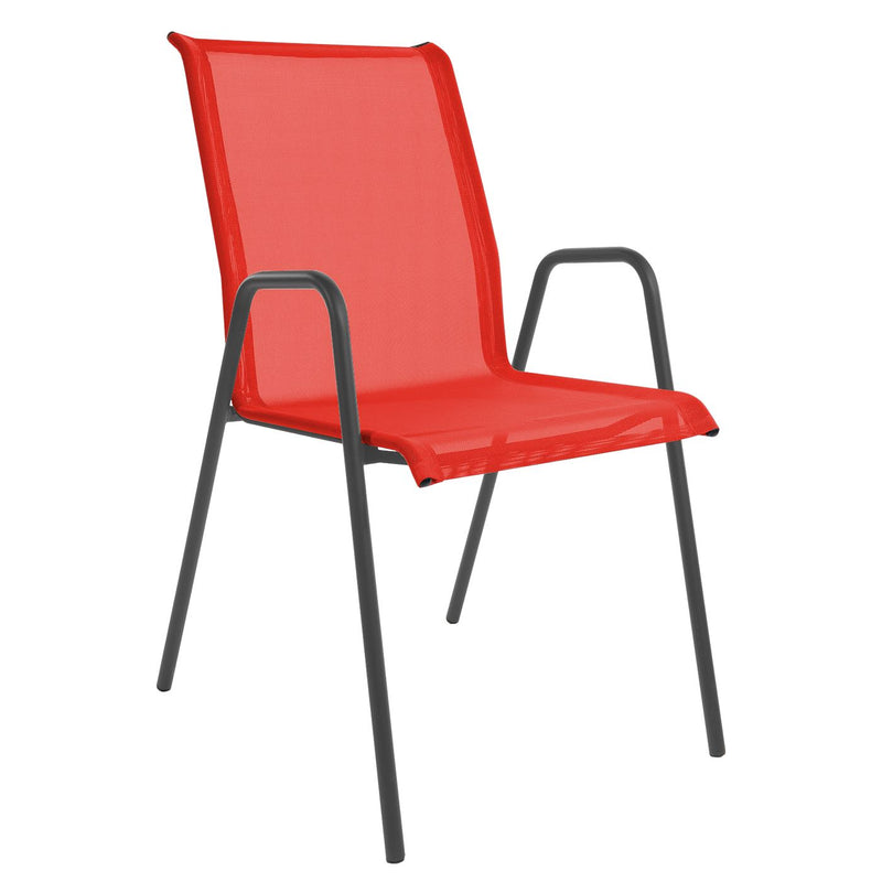 Schaffner Locarno Fauteuil repas empilable Anthracite 77 Rouge 30 
