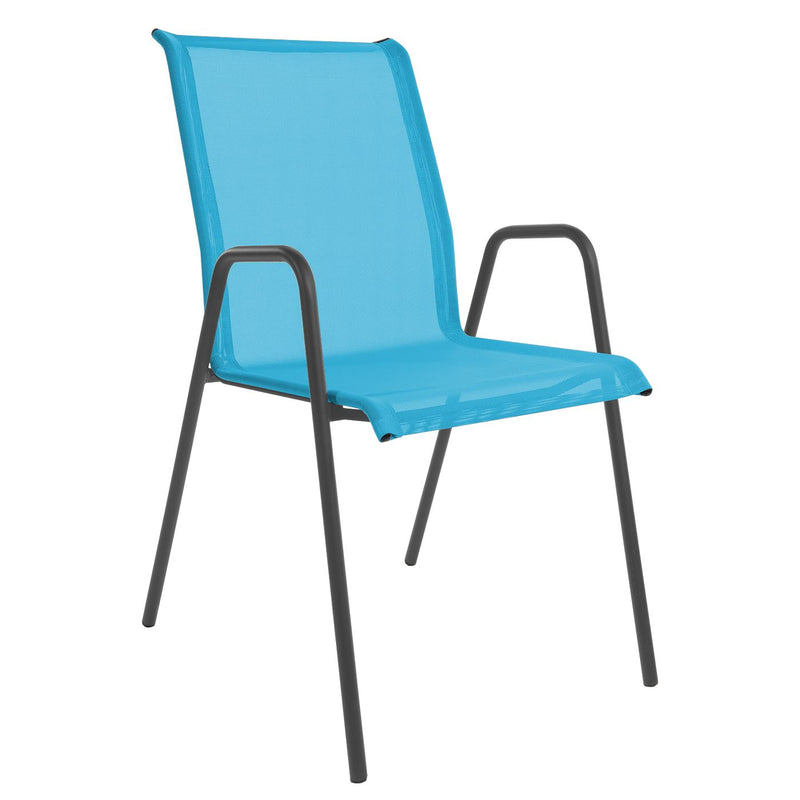 Schaffner Locarno Fauteuil repas empilable Anthracite 77 Turquoise 58 