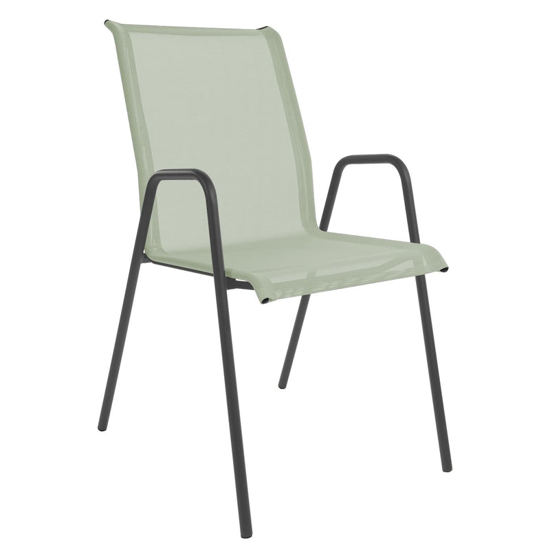 Schaffner Locarno Fauteuil repas empilable Anthracite 77 Vert Crème 26 