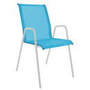 Schaffner Locarno Fauteuil repas empilable Blanc 90 Turquoise 58 