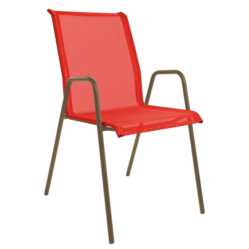 Schaffner Locarno Fauteuil repas empilable Champagne 85 Rouge 30 