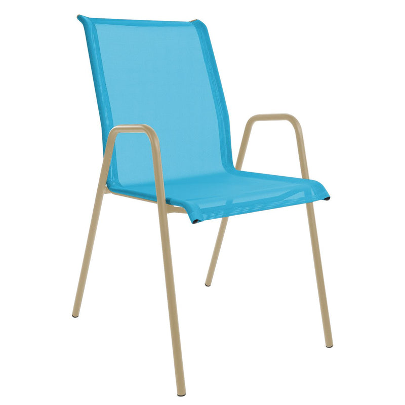Schaffner Locarno Fauteuil repas empilable Marron Pastel 83 Turquoise 58 