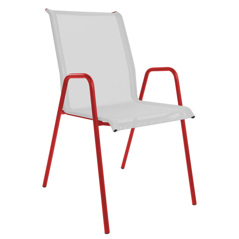 Schaffner Locarno Fauteuil repas empilable Rouge 30 Blanc 90 