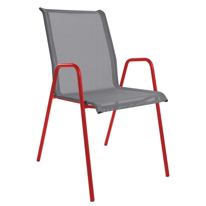 Schaffner Locarno Fauteuil repas empilable Rouge 30 Gris 20 