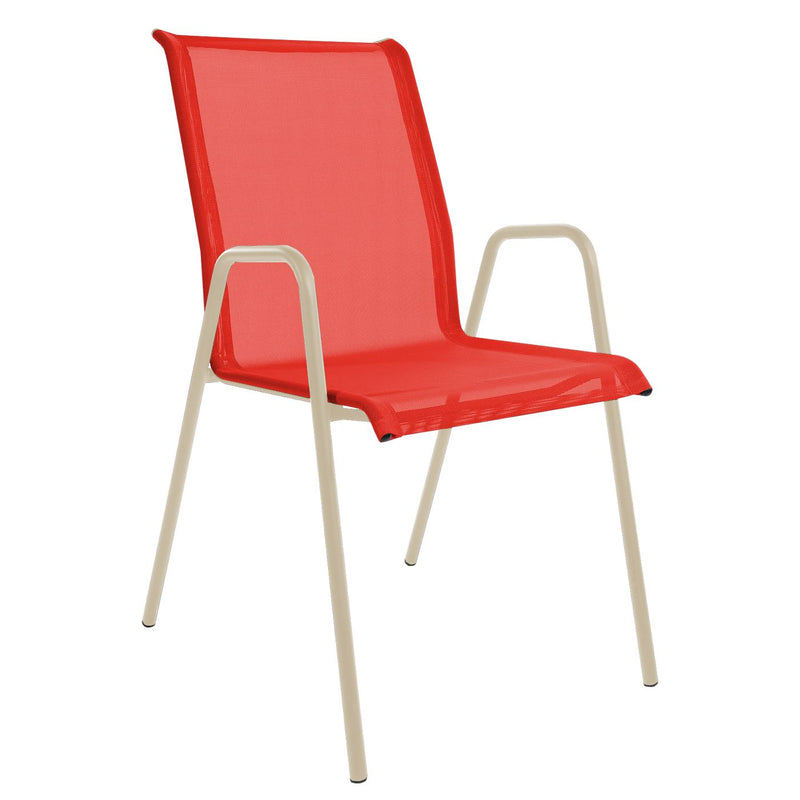 Schaffner Locarno Fauteuil repas empilable Sable Pastel 15 Rouge 30 