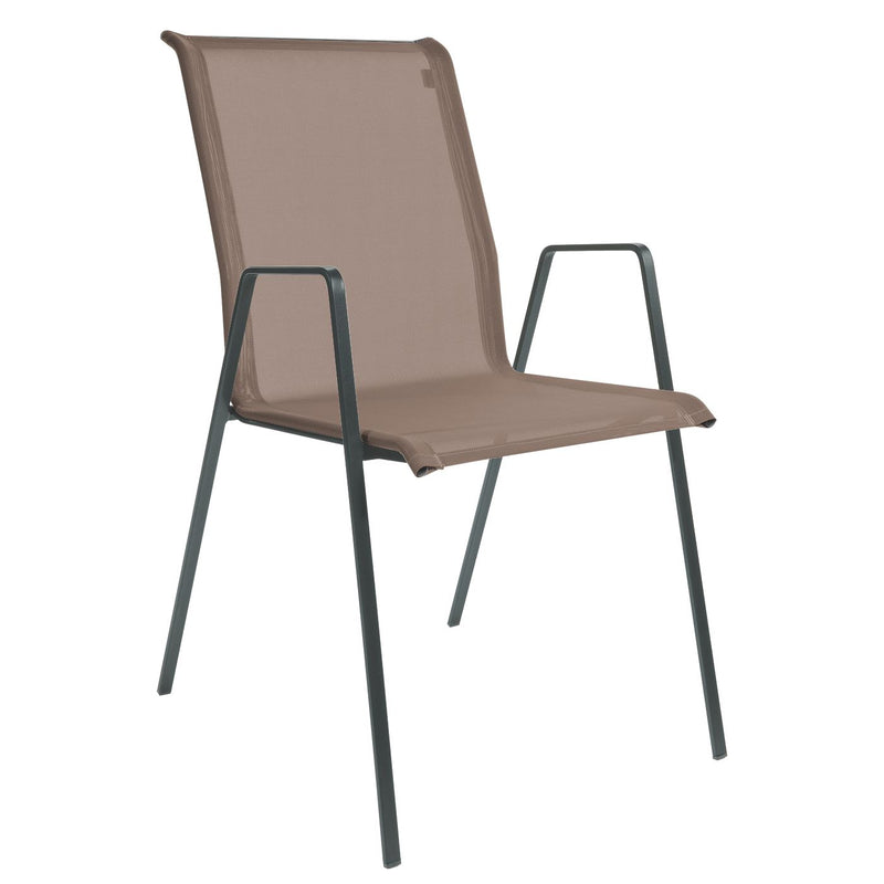 Schaffner Luzern Fauteuil repas empilable Anthracite 77 Marron 82 