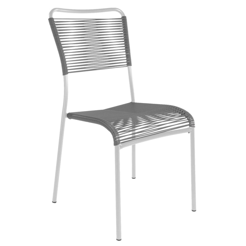 Schaffner Mendrisio Chaise Spaghetti empilable Blanc 90 Gris Argent 78 